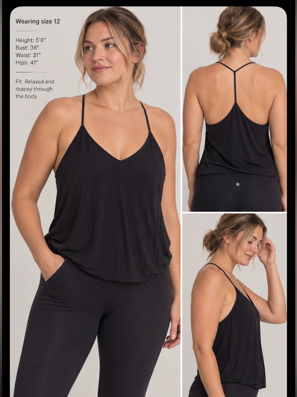lululemon athletica Black Draped V-Front Cami